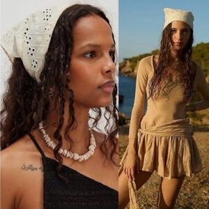 Free People Claro Eyelet Hair Scarf. NWOT.  Ivory